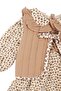 Baby Girl Ecru Orange Quilted Vest, Floral Patterned Collared Luxury 3-Piece Dress Set - 3