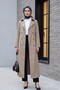 Double Button Belted Trench Coat -Mink - 5