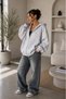 Women's Oversize Hooded Sweatshirt with Kangaroo Pocket and Zipper - 2