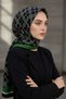 Plaid Patterned Black - Emerald Green Colored 75X195 Non-Fading Shawl - 3