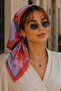 Four Pieces Floral Pattern Coral-Lilac Soft Bandana Scarf 50X50 cm