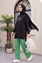 Daisy Embroidered Round Neck Combed Cotton Tunic - Black - 3