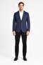 Navy Blue Mono Collar Self-Patterned Stretchable 6 Drop Comfort Fit Classic Jacket 1002255154 - 2