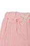 Baby Girl Ecru Pink Ruffled Sleeves, Scallop Bow, Patterned Shorts, Muslin 2-Piece Set - 6