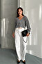 Women's Striped Metal Button Balloon Sleeve Seasonal Cardigan Black - 2