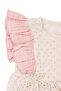 Baby Girl Ecru Pink Ruffled Sleeves, Scallop Bow, Patterned Shorts, Muslin 2-Piece Set - 3