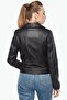 Nera Genuine Lambskin Biker Women's Coat Black - 7