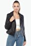 Nera Genuine Lambskin Biker Women's Coat Black - 5
