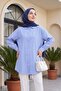 Serpme Stone Detailed Striped Shirt - Blue - 4