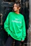 Light Green Crew Neck Printed Oversize Women's Sweatshirt MG1902