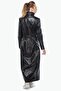 Genuine Leather Women's Overcoat Black - 6
