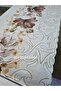 Lined Pastel Brown Cream Floral Pathed American Service Runner Pattern Oval Pvc Oilcloth Tablecloth - 6