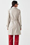 Juliet Genuine Lambskin Belted Women's Trench Coat Beige - 7