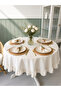 Aura Ruffled Round Tablecloth Ecru - 2