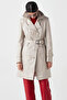 Juliet Genuine Lambskin Belted Women's Trench Coat Beige - 2