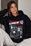 Black Printed Oversize Hooded Women's Sweatshirt Mg1581