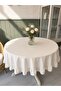 Aura Ruffled Round Tablecloth Ecru - 3