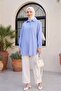 Serpme Stone Detailed Striped Shirt - Blue - 3