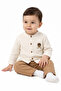 Baby Boy Ecru Brown Palamut Embroidered Shirt Muslin 2-Piece Set