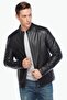 Armond Black Jumbo Leather Coat - 3