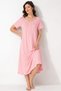 Women's 100% Cotton Short Sleeve Midi Length Nightgown / Pink 535