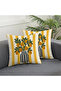 2-Piece Combination Punch Embroidery Look Floral Patterned Digital Printed Throw Pillow Cover - 2