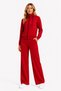 Women's Cotton Stand Collar Hooded Zippered Tracksuit Set Red-107
