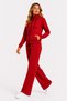 Women's Cotton Stand Collar Hooded Zippered Tracksuit Set Red-107 - 4