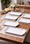 Kütahya Pure 6-Piece Long Rectangular Serving Plate Set for Breakfast, Meze, Catering, and Dowry - 2