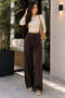Women's High Waist Pleated Button Detailed Loose Fit Lycra Palazzo Fabric Trousers - 2