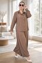 Button-Front Long Sleeve Shirt with Elastic Waist Pocket Pocketed Sh Skirt Modal Modal Sh Double Suit - 3