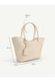 Cream Shk284 Large Volume, Zippered, Oversized, Shopper Shoulder Bag - 8