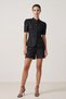 Black 100% Linen Collar and Sleeve Detail Buttoned Short Sleeve Jacket - 2