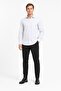 White Striped Pattern Hard Collar Long Sleeve Pocketed Comfort Fit Cotton Shirt 1004255275 - 2