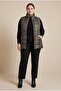 Large Size Quilted Vest with Pockets Khaki - 4