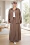 Button-Front Long Sleeve Shirt with Elastic Waist Pocket Pocketed Sh Skirt Modal Modal Sh Double Suit - 2