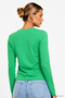 Women's Green Crew Neck Long Sleeve Blouse - 4