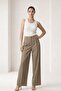 Dark Beige Pleated Detailed Relaxed Fit Trousers - 2