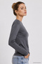 Women's Smoked Crew Neck Long Sleeve Blouse - 3