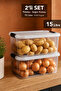 2 Pieces 15Lt Elora Organizer Box - Erzak Food Storage Container with Lockable Lid Organizer Transparent