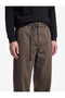 Belted Cotton Pocketed Comfortable Fit Gabardine Barrel Trousers - 4
