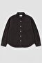 Women's Shirt Collar Oversized Brown Jean Jacket - 2