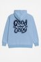 Women's Hooded Pocketed Letter Printed Blue Sweatshirt Long Sleeve - 4
