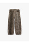 Zipper Pocket Buttoned Regular Waist Straight Leg Leopard Trousers - 5