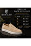 Ba0580 Cream Suede Men's Shoes - Laceless Belted High-Sole Comfortable Casual Loafer Sneakers - 8