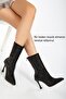 Suede Gray Stone Thin Heeled Women's Boots Black