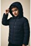 Boy's Dark Blue Hooded Jacket with Windproof Fiber - 5