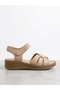 Genuine Leather Beige Orthopedic Sole Women's Sandals Suitable for Heel Spurs - 3