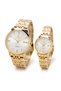 Signature Couple Watches Set for Men & Women – Elegant Tone Matching Couple Quartz Watches – Gold Case - 2