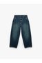 Loose Straight Fit Denim Trousers with Loose Cut Pockets in Cotton - 5
